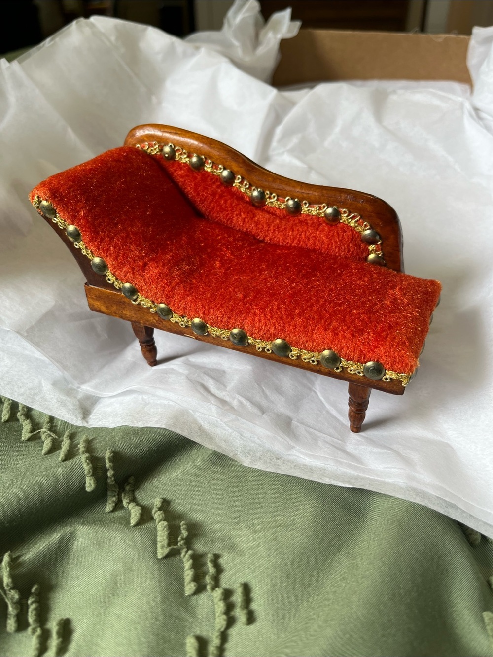 Handmade dollhouse furniture, made by hand in 1970 era.